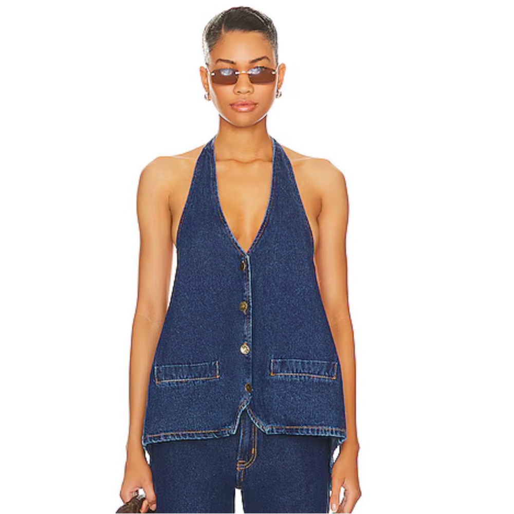 LIONESS | Hills Denim Halter Top